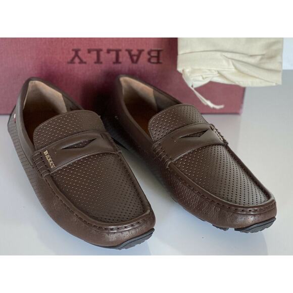 Bally Perforated Men's Calf Leather Driver Loafers Coconut 11 D US 6231354 NIB - Picture 1 of 10